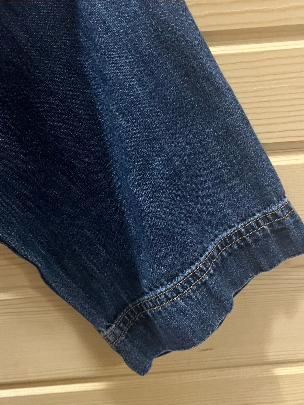 Denim Mini Dress Size Medium Dark Wash V-Neck Collar Long Sleeve - Picture 5 of 7